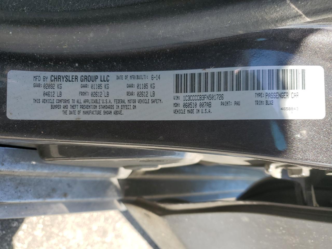 Lot #2823881143 2015 CHRYSLER 200 C