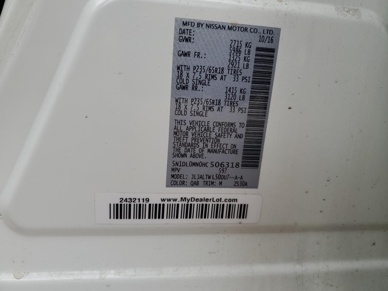 5N1DL0MN0HC506318 2017 Infiniti Qx60