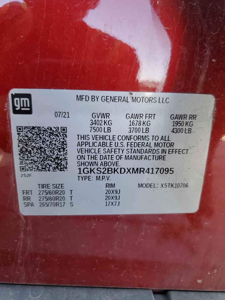 1GKS2BKDXMR417095 2021 GMC Yukon Slt