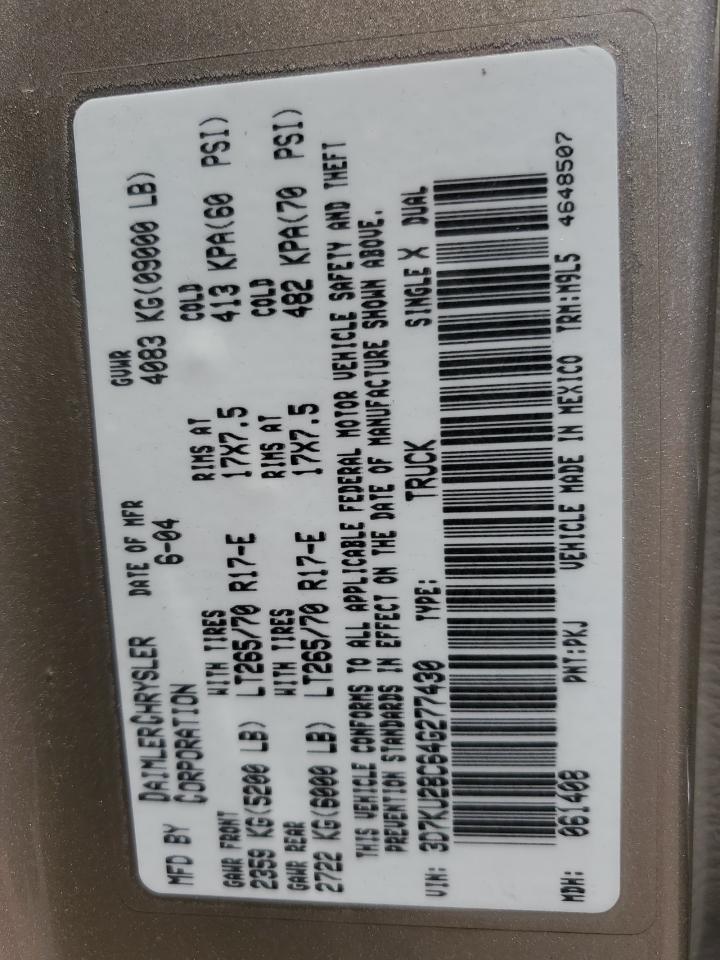 3D7KU28C64G277430 2004 Dodge Ram 2500 St