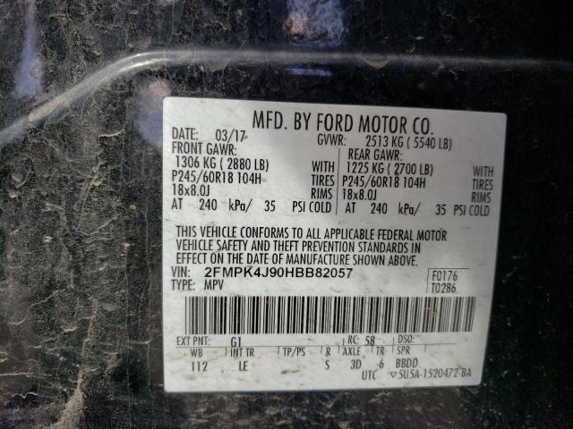 2017 Ford Edge Sel VIN: 2FMPK4J90HBB82057 Lot: 56286774