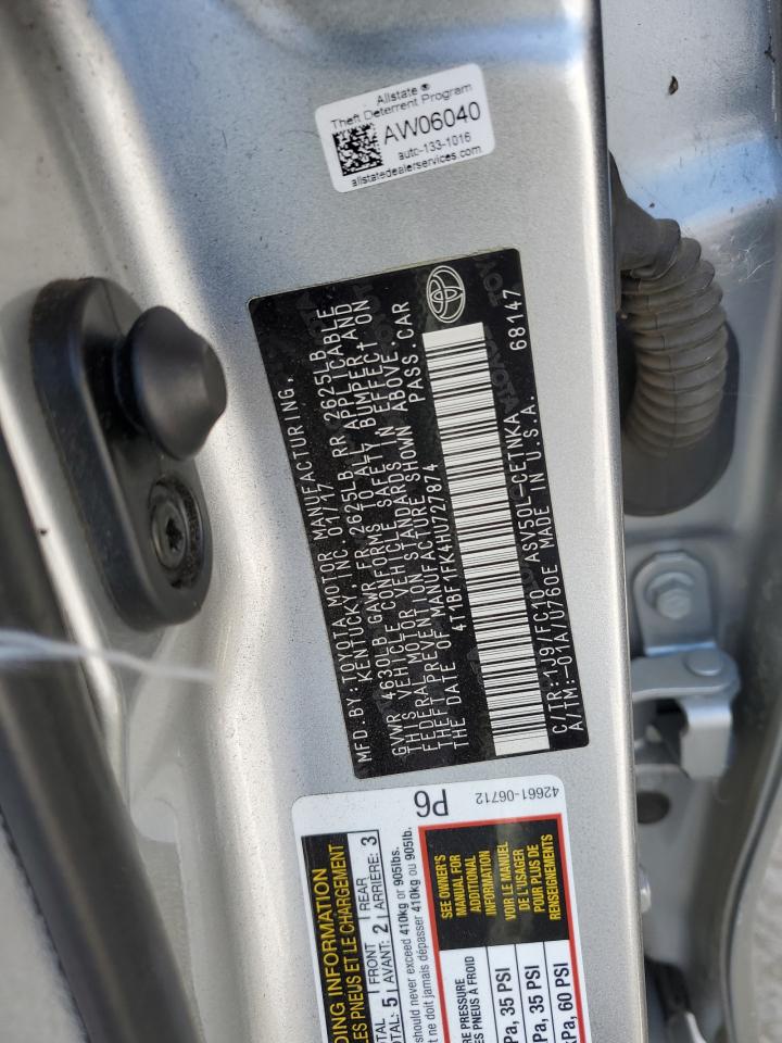 4T1BF1FK4HU727874 2017 Toyota Camry Le