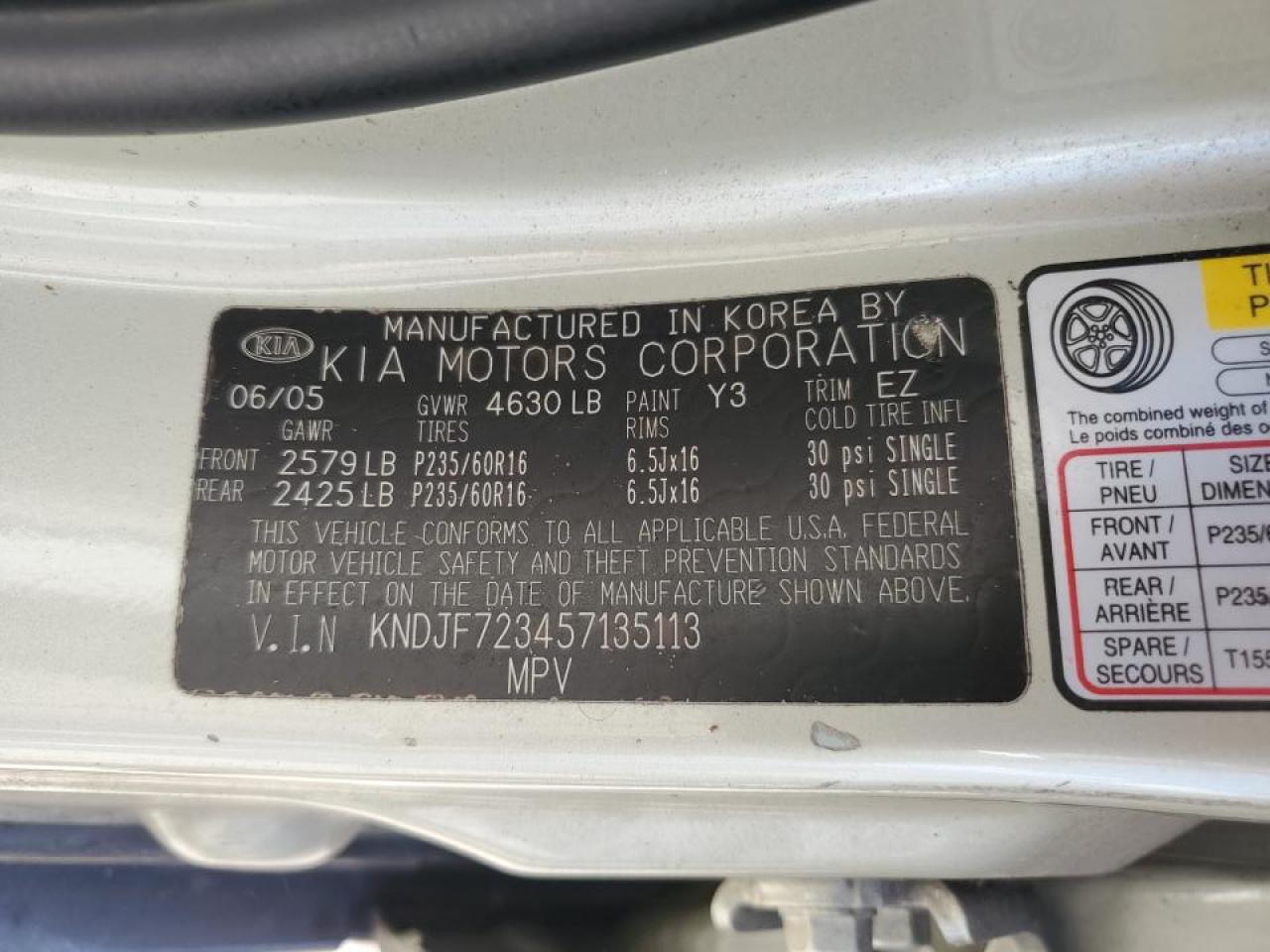 KNDJF723457135113 2005 Kia New Sportage