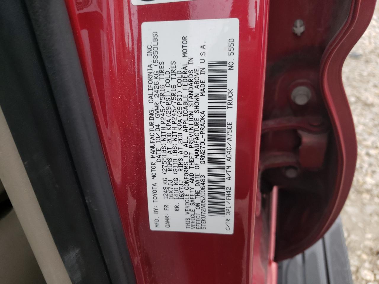 5TEKU72N05Z006483 2005 Toyota Tacoma Double Cab Prerunner Long Bed