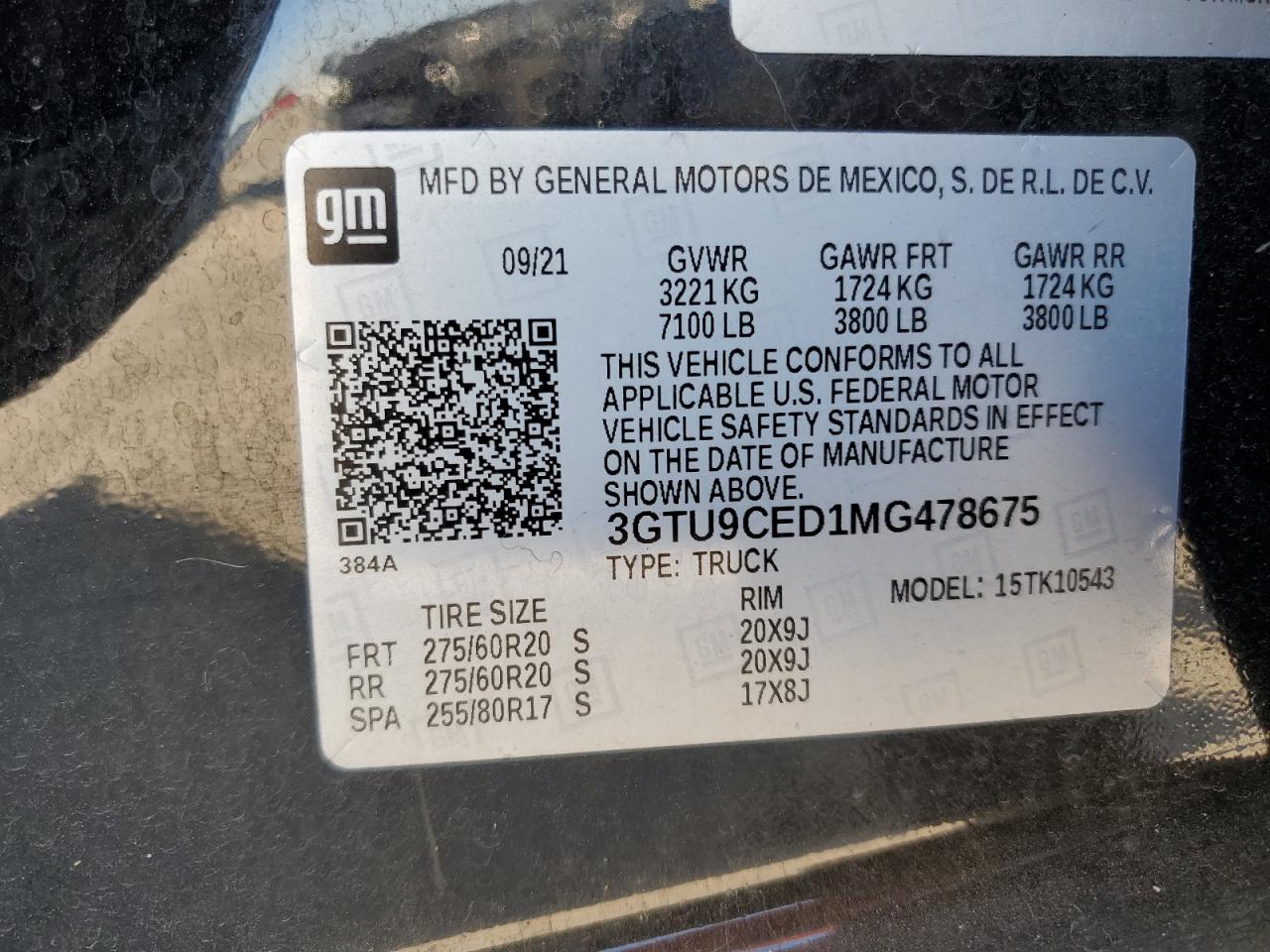 3GTU9CED1MG478675 2021 GMC Sierra K1500 Elevation