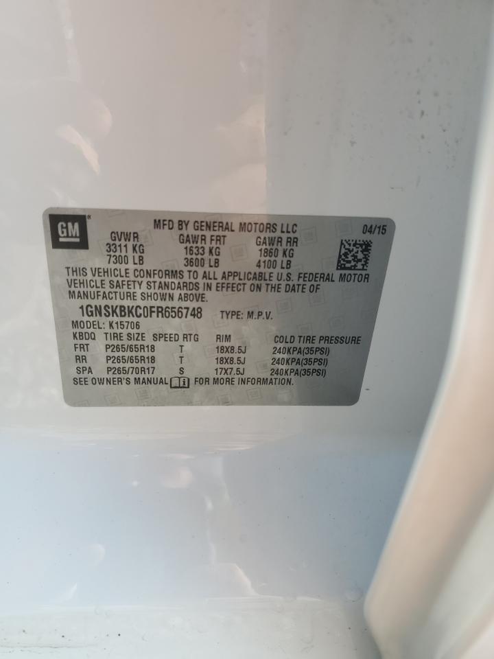 1GNSKBKC0FR656748 2015 Chevrolet Tahoe K1500 Lt