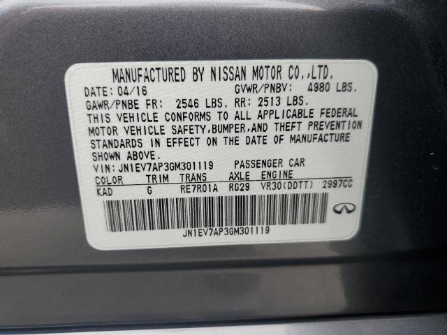 2016 Infiniti Q50 Premium VIN: JN1EV7AP3GM301119 Lot: 55330014