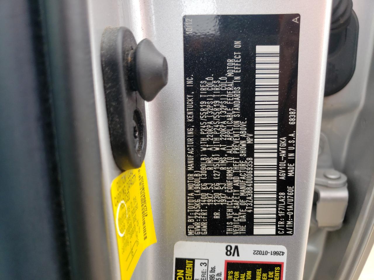 4T3ZA3BB4DU069358 2013 Toyota Venza Le