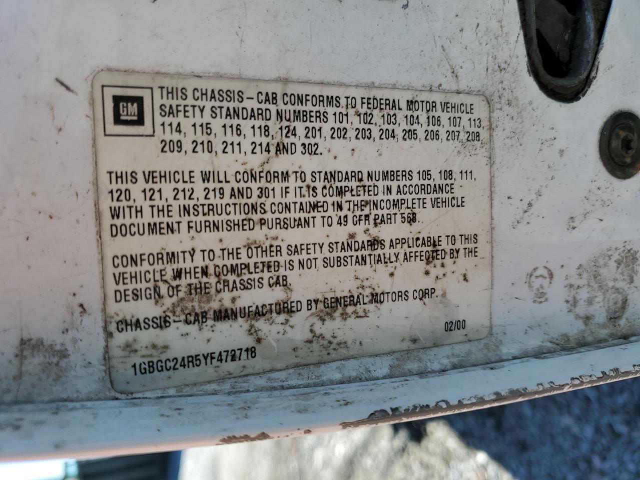 1GBGC24R5YF472718 2000 Chevrolet Gmt-400 C2500