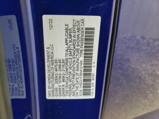 2022 Honda Accord Sport VIN: 1HGCV1F35NA121454 Lot: 55863974