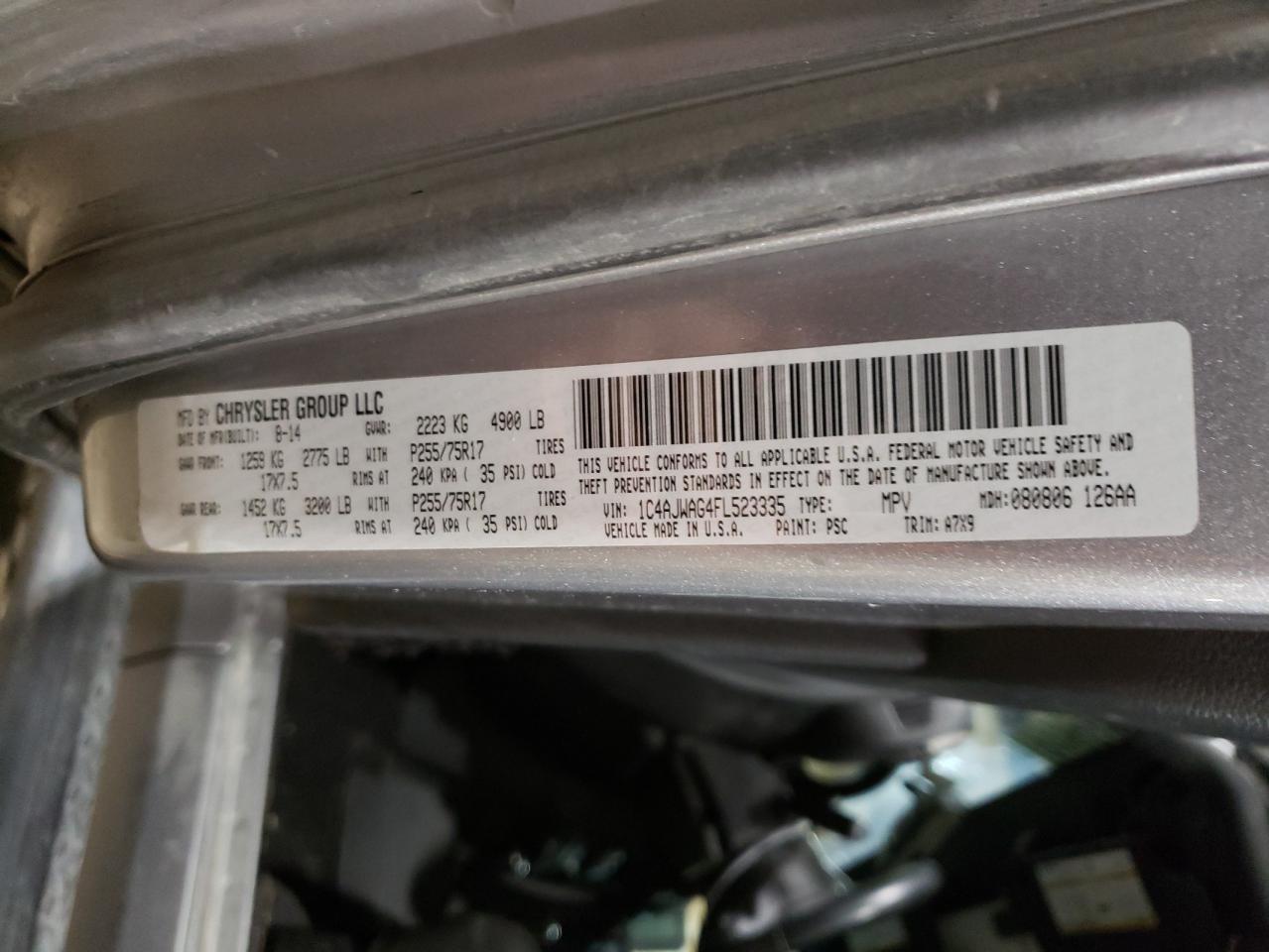 1C4AJWAG4FL523335 2015 Jeep Wrangler Sport