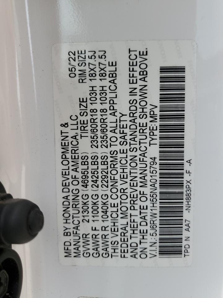 5J6RW1H55NA015794 2022 Honda Cr-V Ex