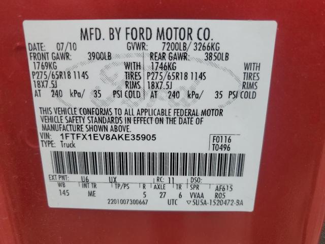 2010 FORD F150 SUPER 1FTFX1EV8AKE35905  55172274