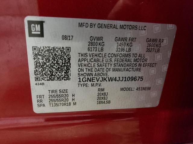 2018 Chevrolet Traverse Premier VIN: 1GNEVJKW4JJ109675 Lot: 57062054