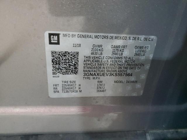 2019 Chevrolet Equinox Lt VIN: 3GNAXUEV3KS557564 Lot: 55947814