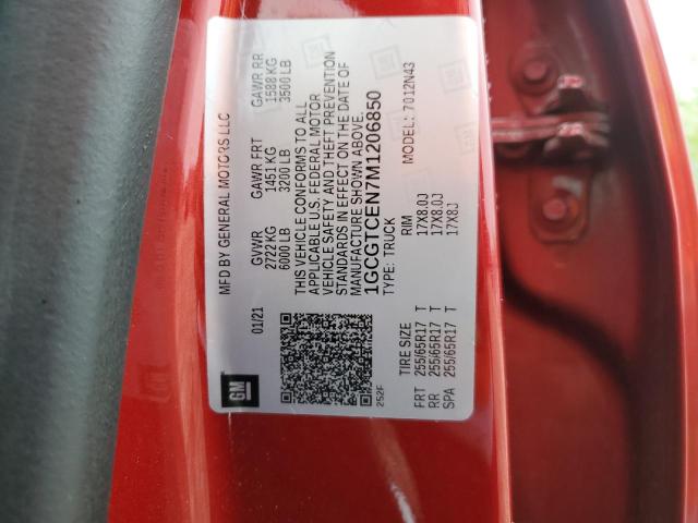 2021 Chevrolet Colorado Lt VIN: 1GCGTCEN7M1206850 Lot: 54805994