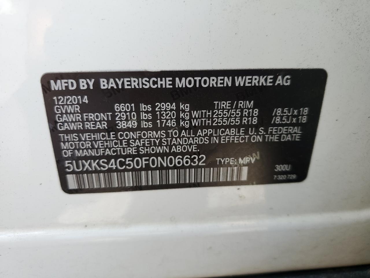 5UXKS4C50F0N06632 2015 BMW X5 xDrive35D