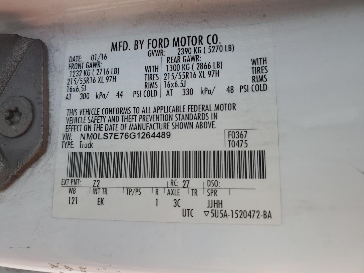 NM0LS7E76G1264489 2016 Ford Transit Connect Xl