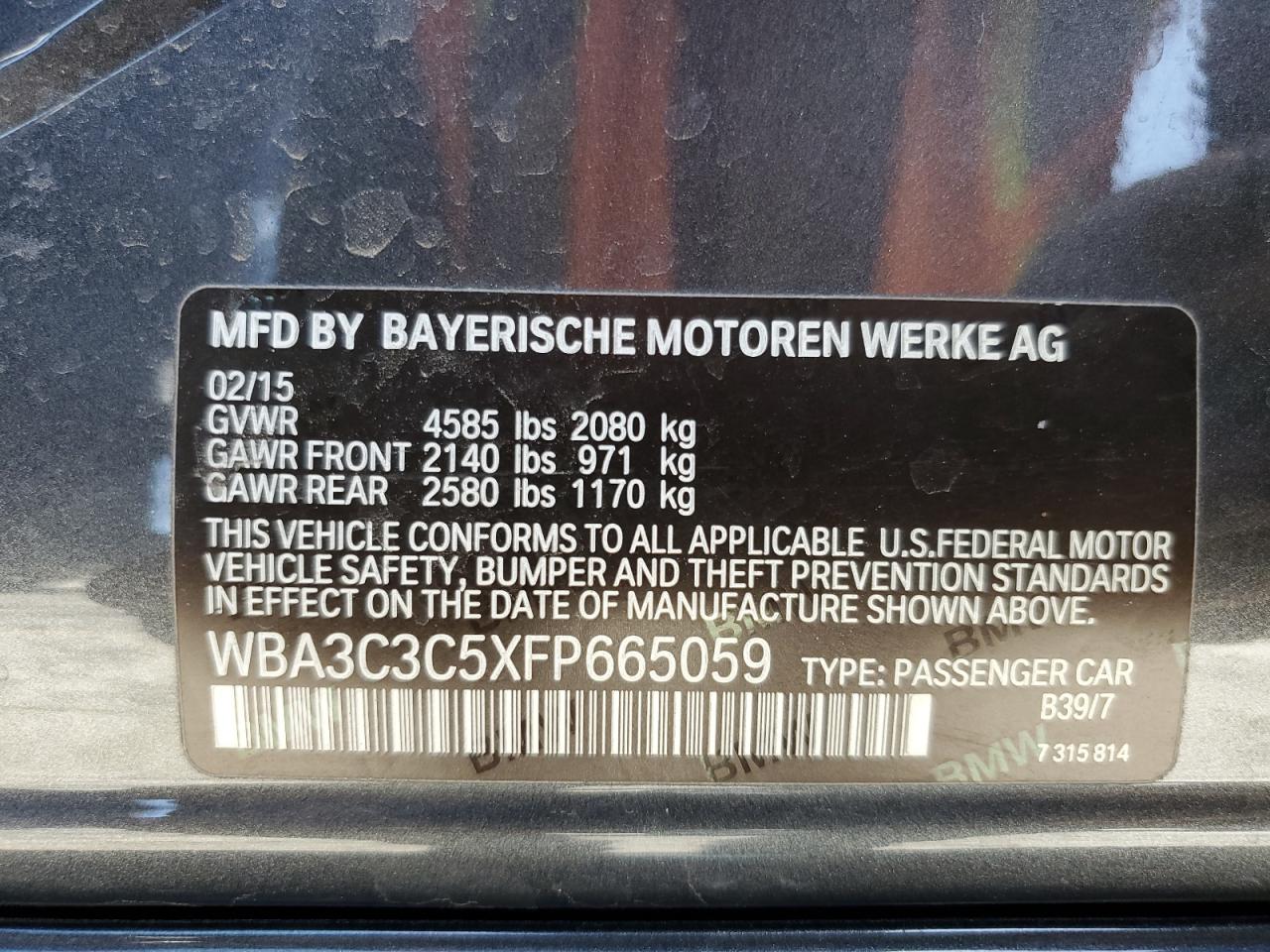 WBA3C3C5XFP665059 2015 BMW 320 I xDrive