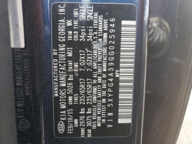 2016 KIA SORENTO 5XYPG4A39GG025946