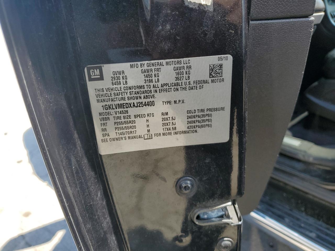 1GKLVMEDXAJ254400 2010 GMC Acadia Slt-1