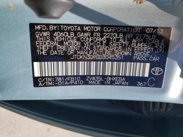 2013 Toyota Prius Plug-In VIN: JTDKN3DP0D3045351 Lot: 53532304