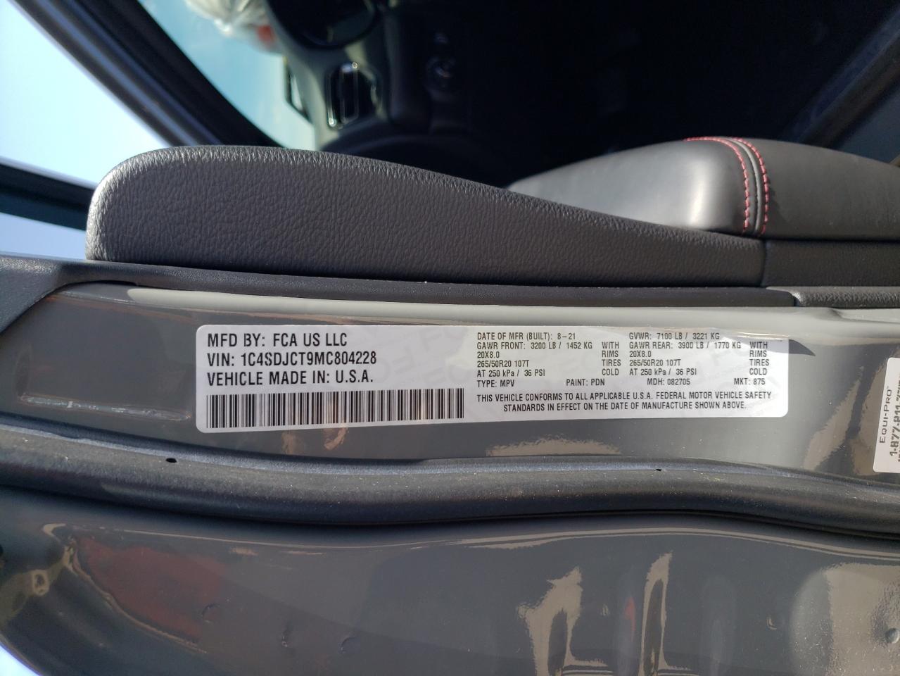 1C4SDJCT9MC804228 2021 Dodge Durango R/T