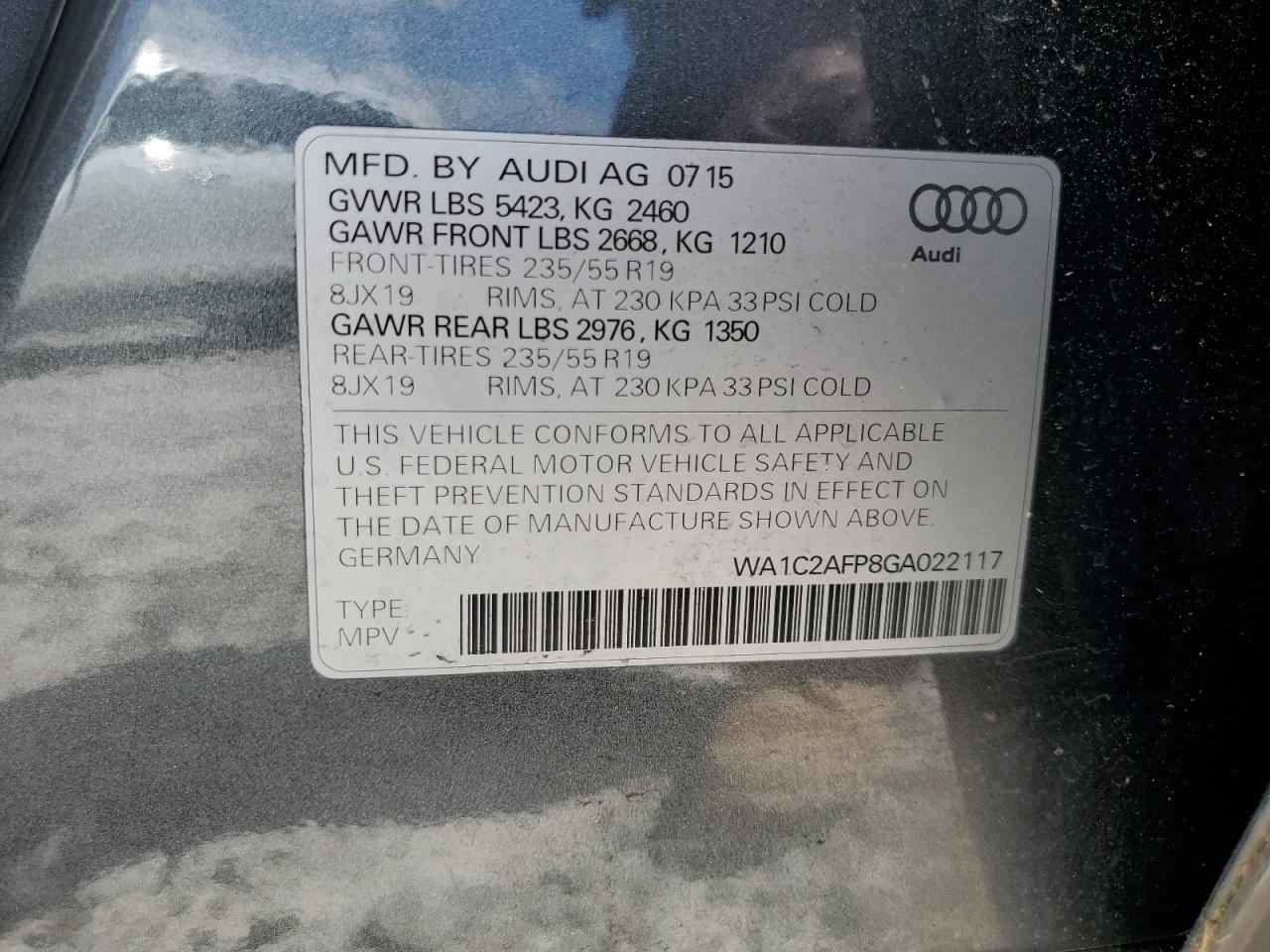 WA1C2AFP8GA022117 2016 Audi Q5 Premium