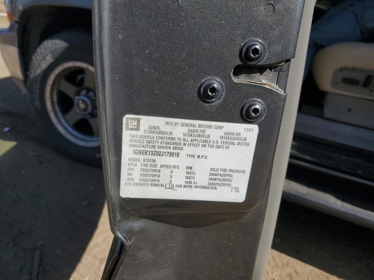 1GNEK13Z92J179918 2002 Chevrolet Tahoe K1500