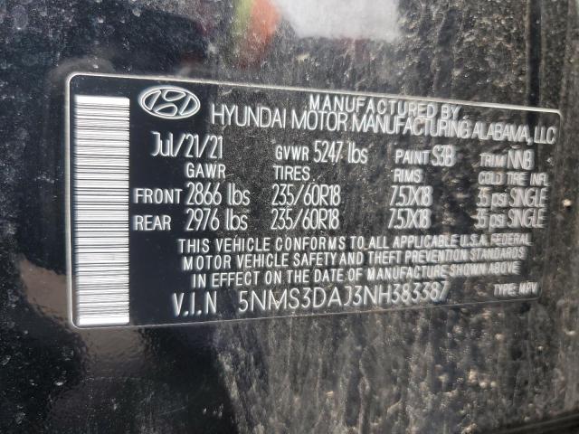 2022 Hyundai Santa Fe Sel VIN: 5NMS3DAJ3NH383387 Lot: 54232784