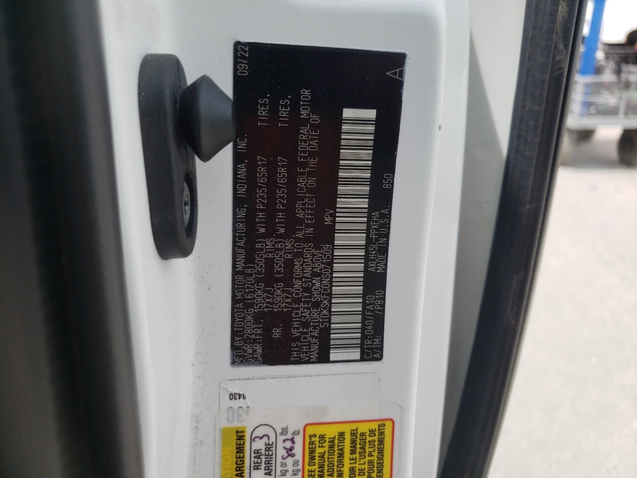 5TDKSKFC0NS071509 2022 Toyota Sienna Le