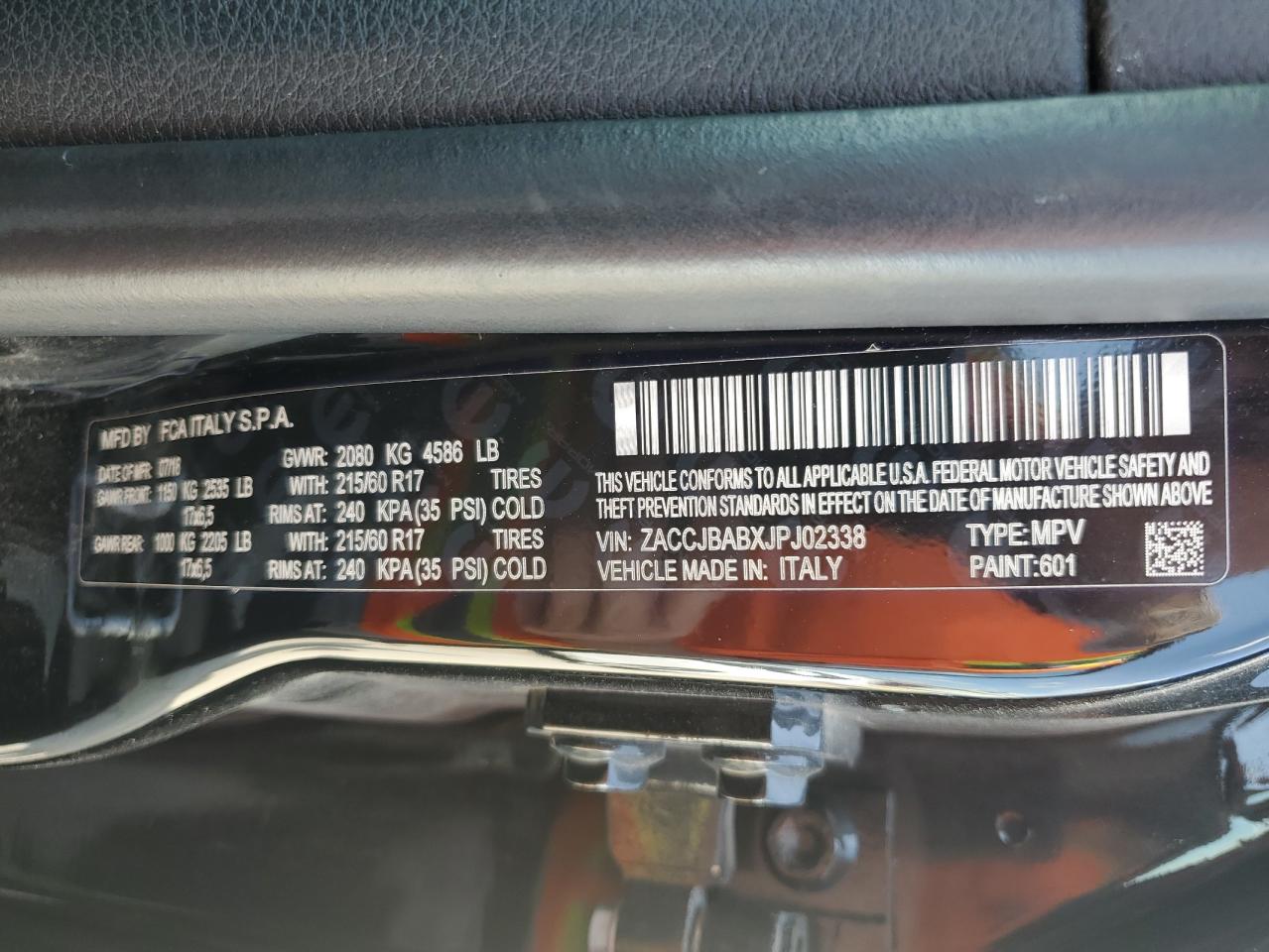 ZACCJBABXJPJ02338 2018 Jeep Renegade Sport