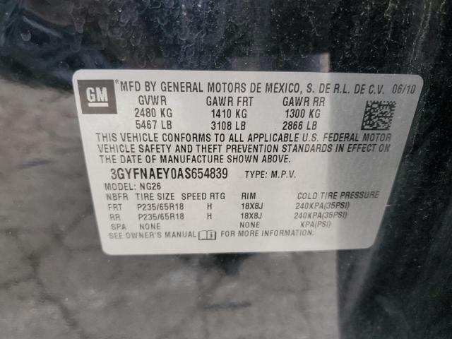 2010 Cadillac Srx Luxury Collection VIN: 3GYFNAEY0AS654839 Lot: 54996154