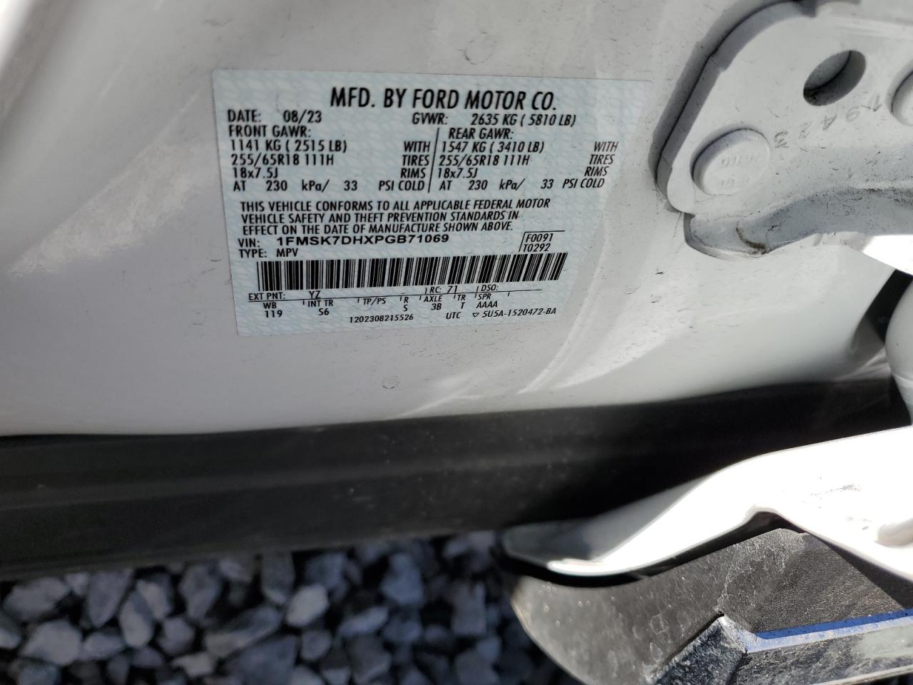 1FMSK7DHXPGB71069 2023 Ford Explorer Xlt