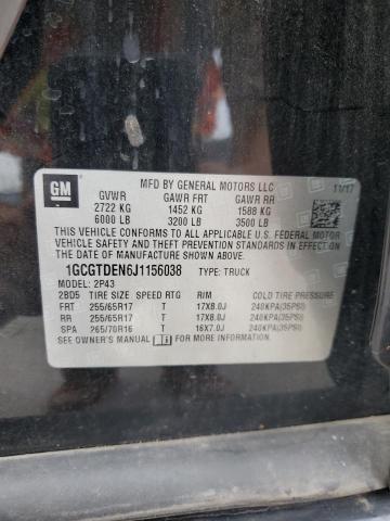 2018 Chevrolet Colorado Z71 VIN: 1GCGTDEN6J1156038 Lot: 55903714