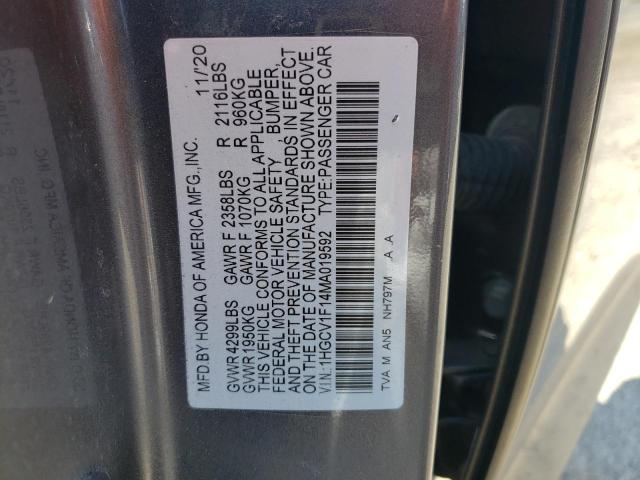 2021 Honda Accord Lx VIN: 1HGCV1F14MA019592 Lot: 54366234