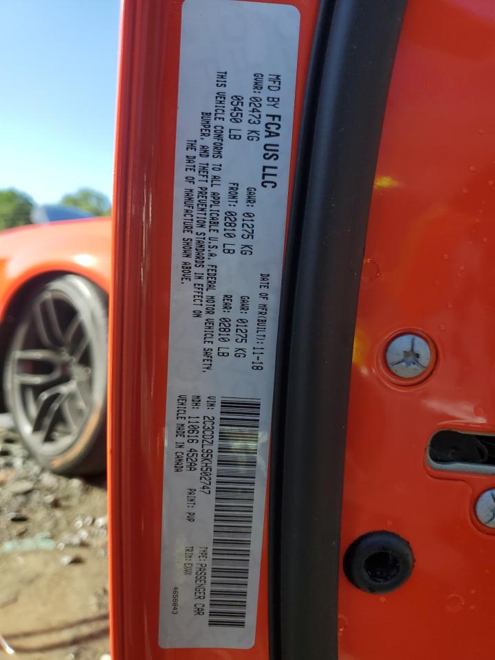 2C3CDZL95KH502747 2019 Dodge Challenger Srt Hellcat Redeye