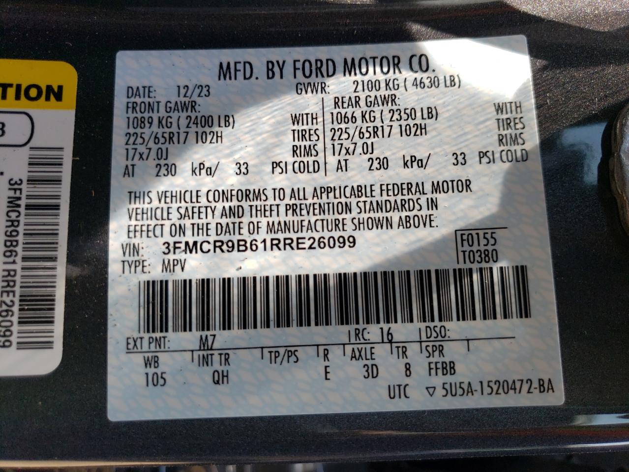 3FMCR9B61RRE26099 2024 Ford Bronco Sport Big Bend