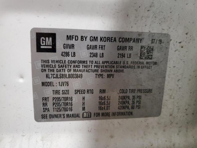 2020 Chevrolet Trax 1Lt VIN: KL7CJLSB9LB003849 Lot: 55908754