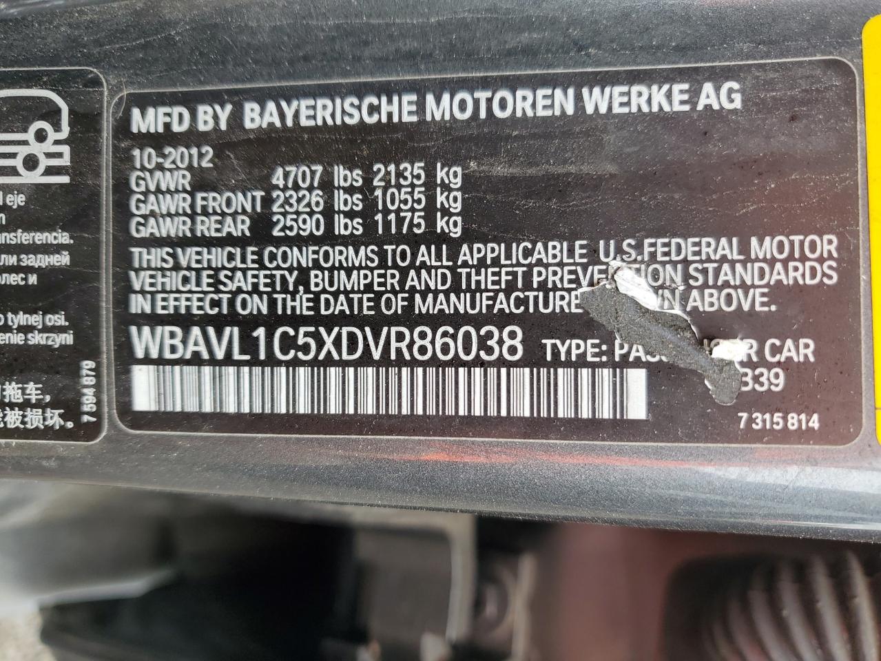 WBAVL1C5XDVR86038 2013 BMW X1 xDrive28I