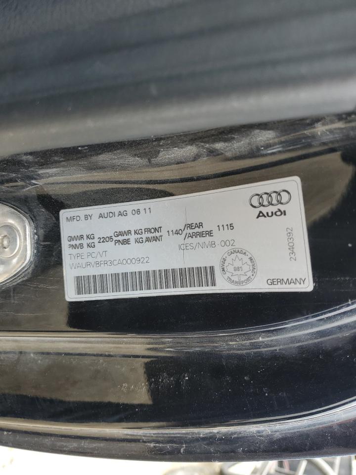 WAURVBFR3CA000922 2012 Audi S5 Premium