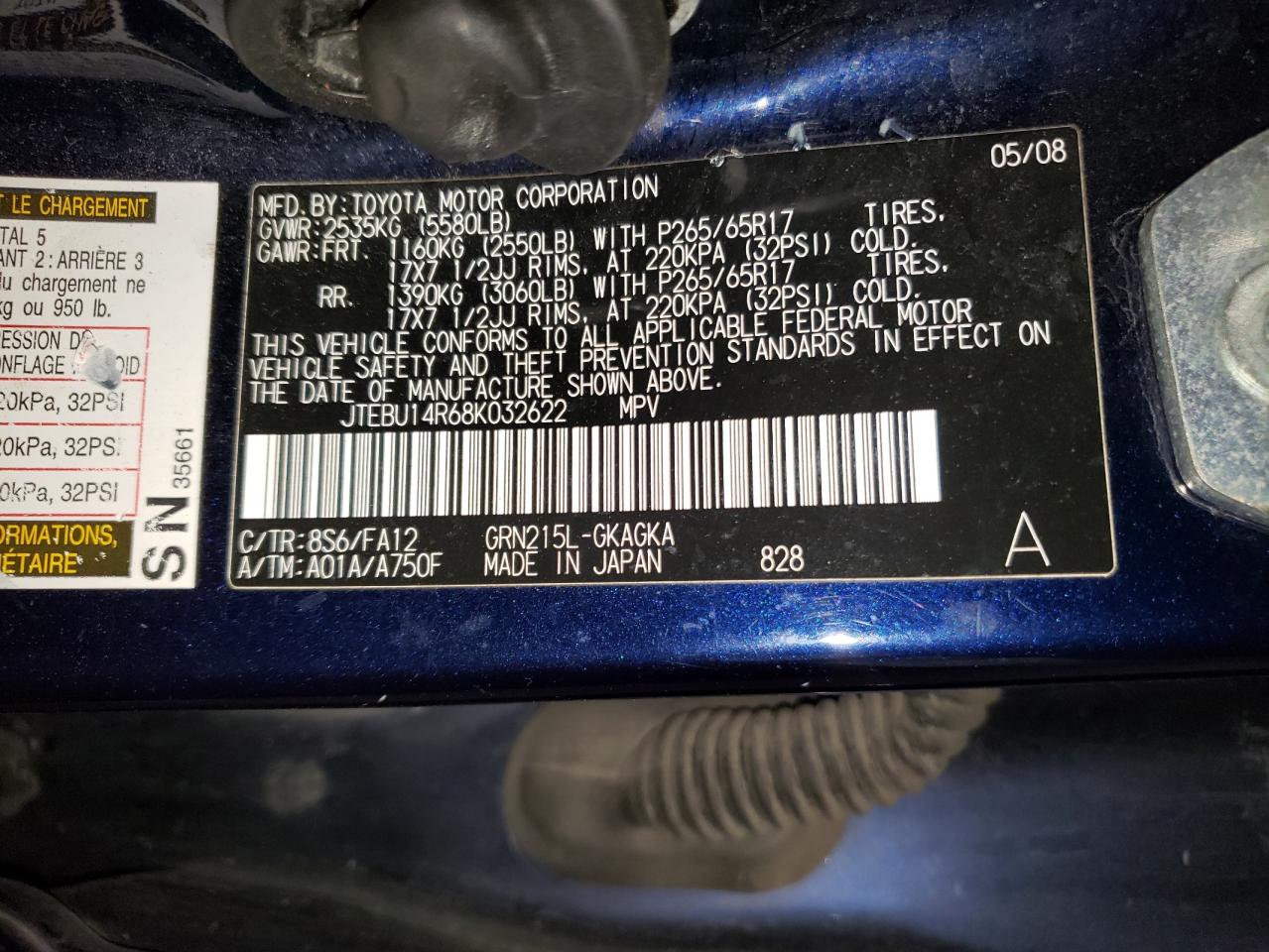 JTEBU14R68K032622 2008 Toyota 4Runner Sr5