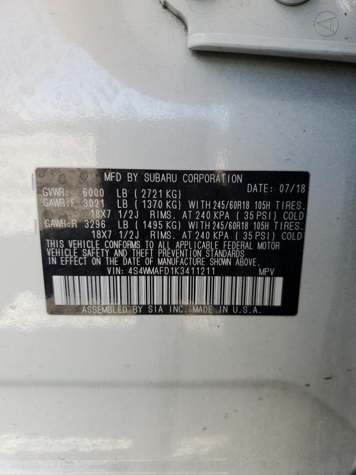 4S4WMAFD1K3411211 2019 Subaru Ascent Premium