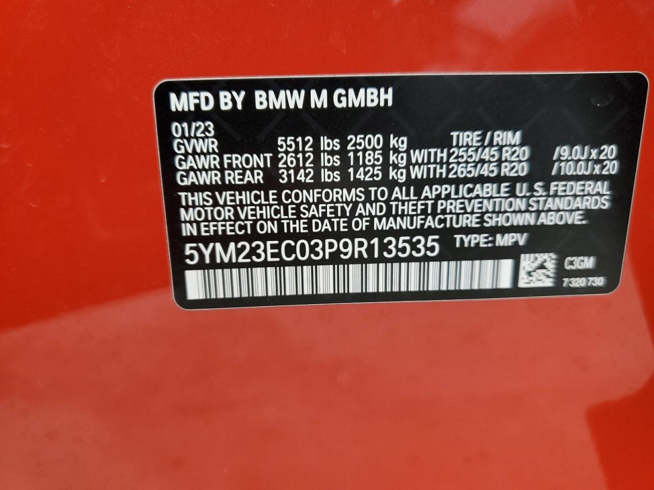 5YM23EC03P9R13535 2023 BMW X4 M
