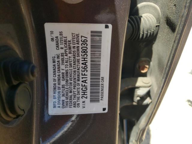 2010 Honda Civic Lx VIN: 2HGFA1F56AH580367 Lot: 56409824