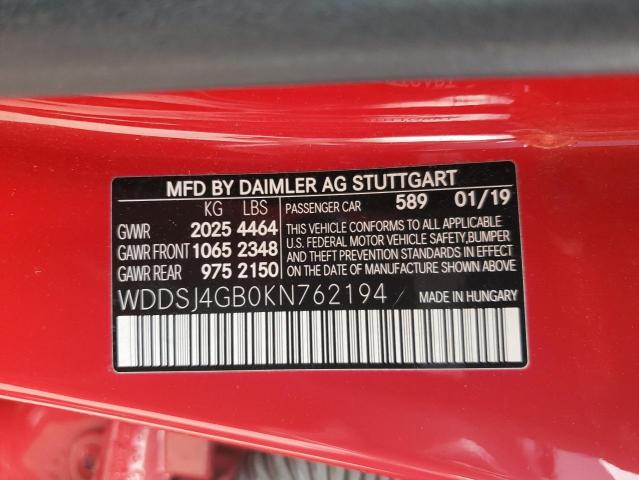 2019 MERCEDES-BENZ CLA 250 4M - WDDSJ4GB0KN762194