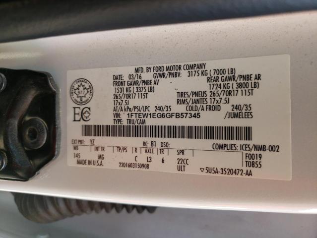 2016 Ford F150 Supercrew VIN: 1FTEW1EG6GFB57345 Lot: 56108094