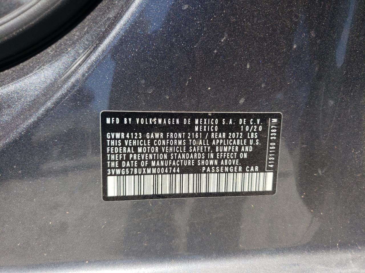 3VWG57BUXMM004744 2021 Volkswagen Jetta Sel Premium