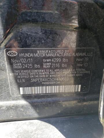 2012 Hyundai Sonata Gls VIN: 5NPEB4AC5CH410669 Lot: 53843424