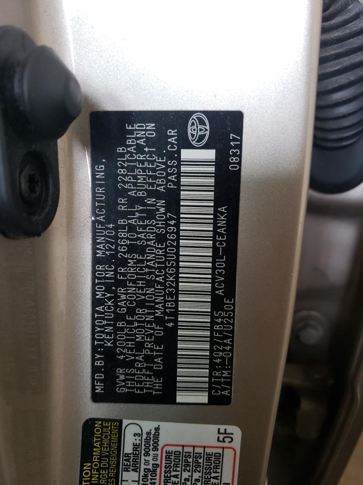 4T1BE32K65U026947 2005 Toyota Camry Le